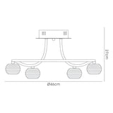 Polana 6 Light Semi-Flush Ceiling Light - Polished Chrome