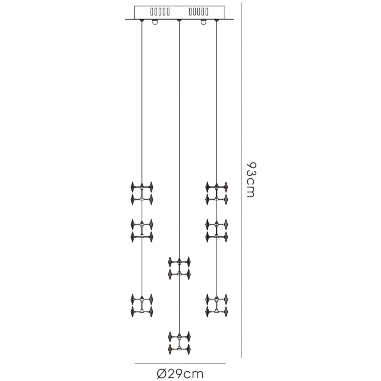 Nico 9 Light Crystal Cluster Pendant Light - Polished Chrome