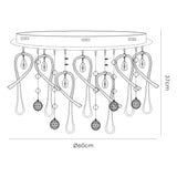 Class 20 Light Glass Crystal Semi-Flush Ceiling Light - Polished Chrome