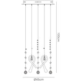 Class 10 Light Round Glass & Crystal Cluster Pendant Light - Chrome & Black