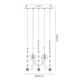 Class 10 Light Round Glass & Crystal Cluster Pendant Light - Chrome & White