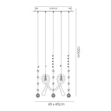 Class 10 Light Square Glass & Crystal Cluster Pendant Light - Chrome & Black