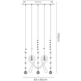 Class 10 Light Square Glass & Crystal Cluster Pendant Light - Chrome & White