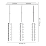 Galaxy 3 Light LED Crystal Bar Pendant Light 9W 6000K - Chrome