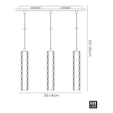 Galaxy 3 Light LED Crystal Bar Pendant Light 9W 4000K - Chrome