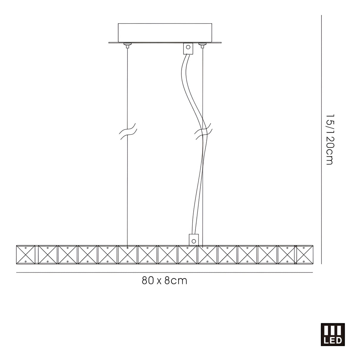 Galaxy LED Crystal Linear Suspension Light - Polished Chrome