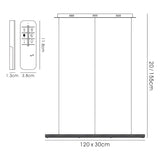 Amelia LED Crystal Linear Suspension Light With Remote - Chrome