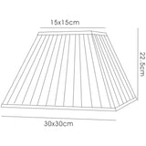 Leela Square Pleated Lampshade - Ivory, 15/30cm x 22.5cm