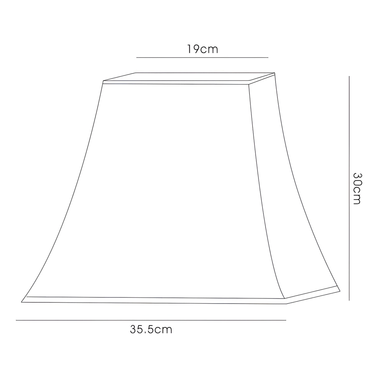 Contessa Large Square Lampshade - Black, 19/35.5cm x 30cm
