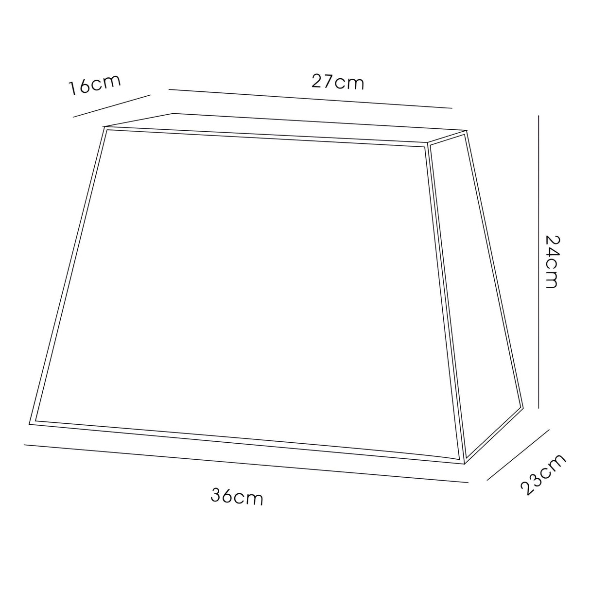 Maxine Rectangular Lampshade - White, 27/36cm x 24cm