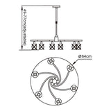 Rosa 64cm Telescopic 6 Light Chandelier/Semi-Flush - Antique Brass