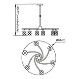 Rosa 64cm Telescopic 6 Light Chandelier/Semi-Flush - Satin Nickel