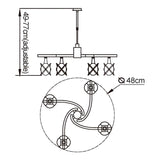 Rosa 48cm Telescopic 6 Light Chandelier/Semi-Flush - Satin Nickel