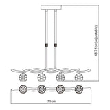 Dali Telescopic 4 Light Suspension Light/Semi-Flush - Polished Brass