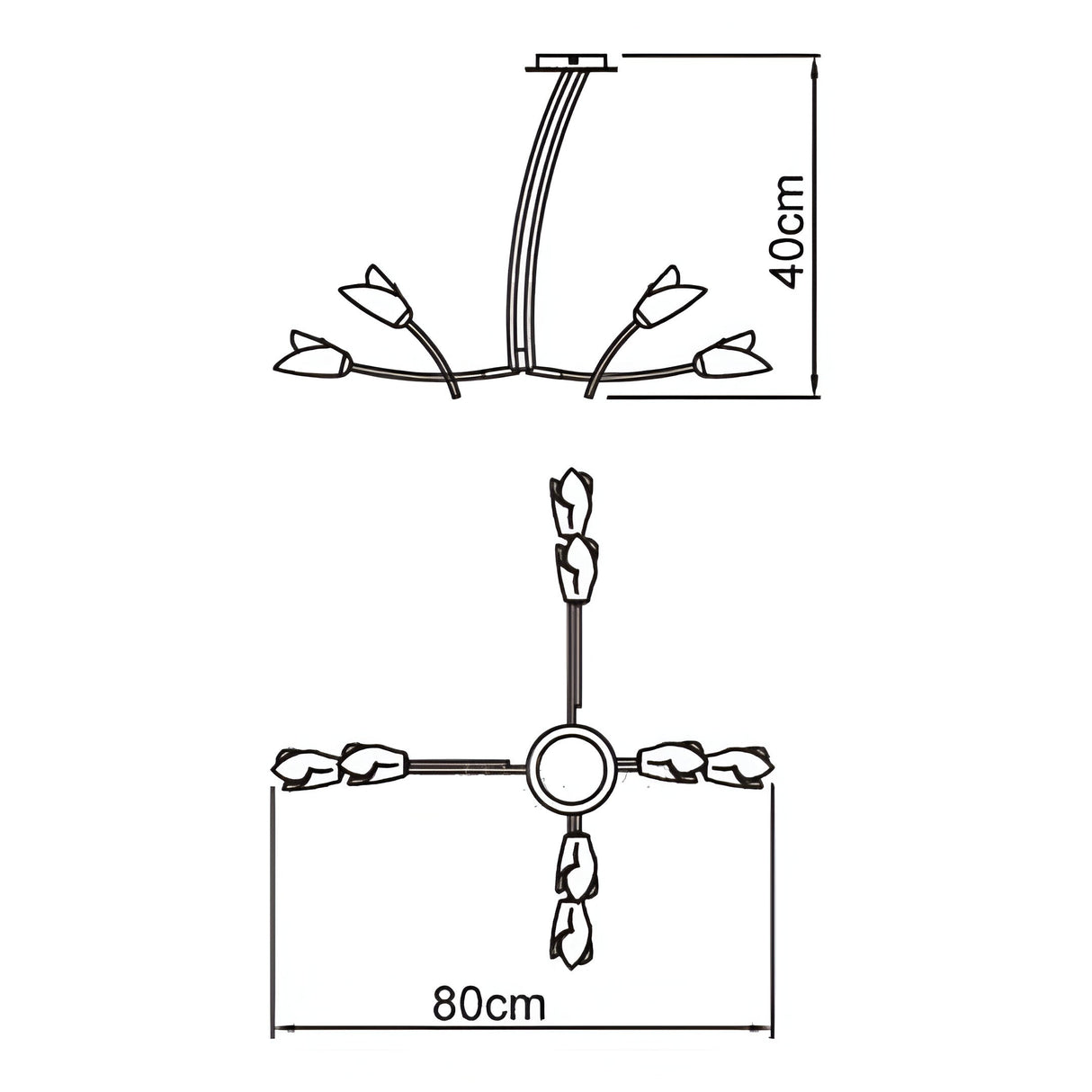 Pietra 4 Arm 8 Light Chandelier - Polished Chrome