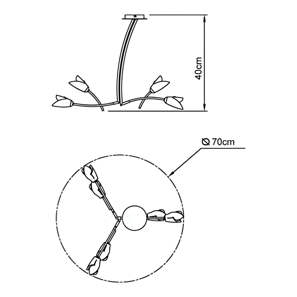 Pietra 70cm 3 Arm 6 Light Chandelier - Polished Chrome