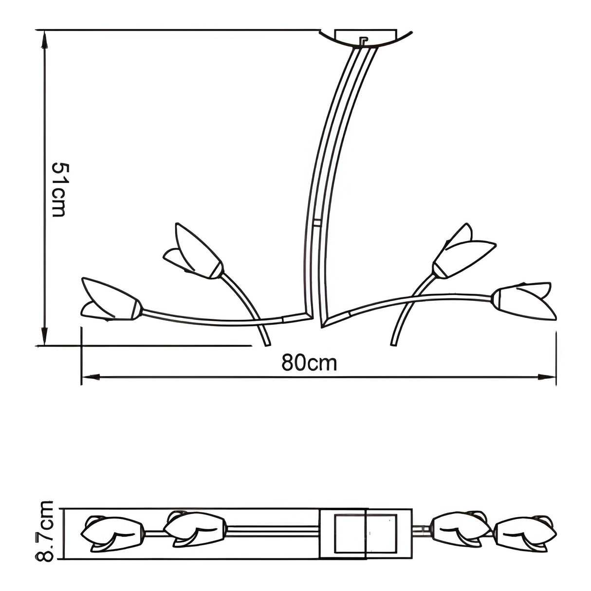Pietra Linear 2 Arm 4 Light Chandelier - Antique Brass