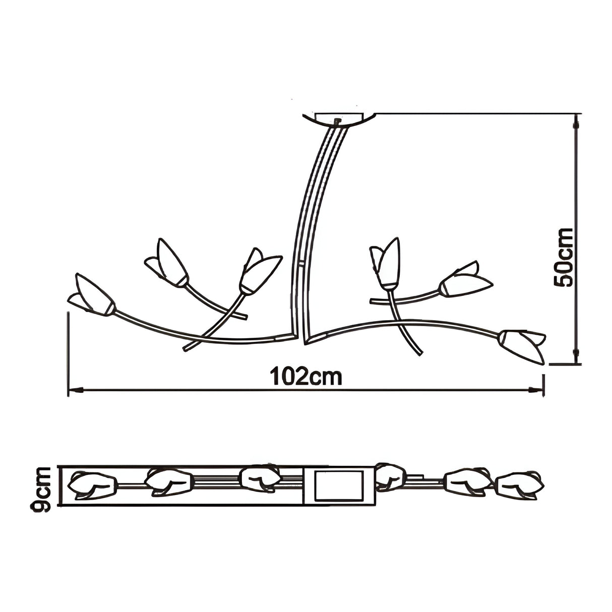 Pietra Linear 2 Arm 6 Light Chandelier - Antique Brass