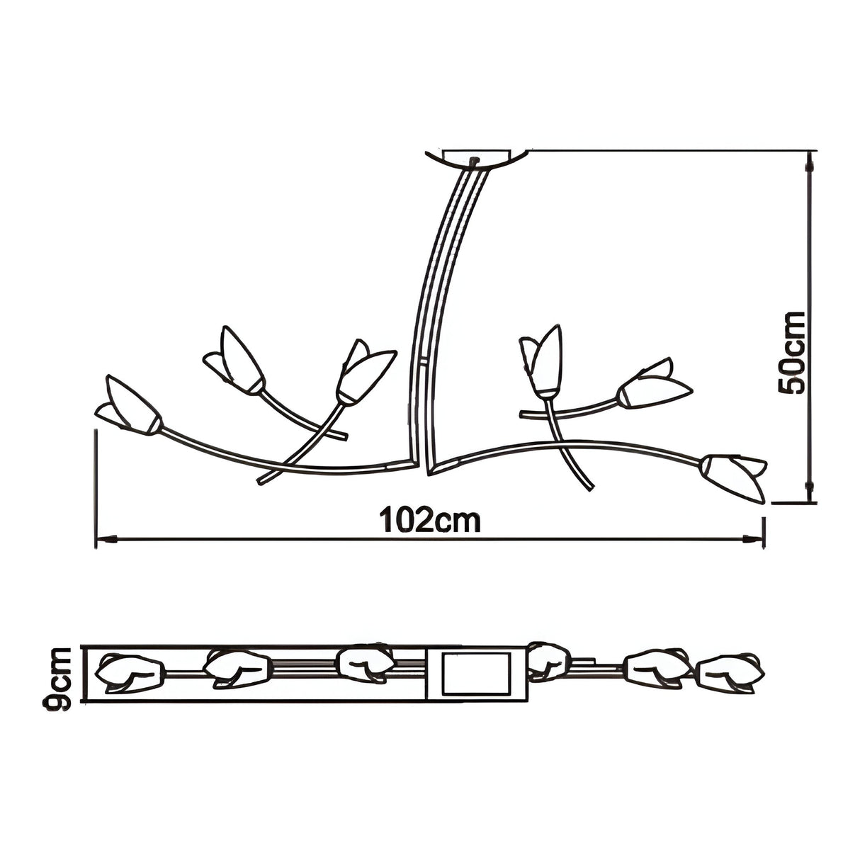 Pietra Linear 2 Arm 6 Light Chandelier - Polished Chrome