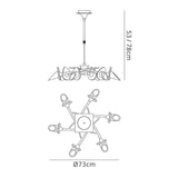 Flavia 73cm Telescopic 6 Light Chandelier/Semi-Flush - Black Chrome