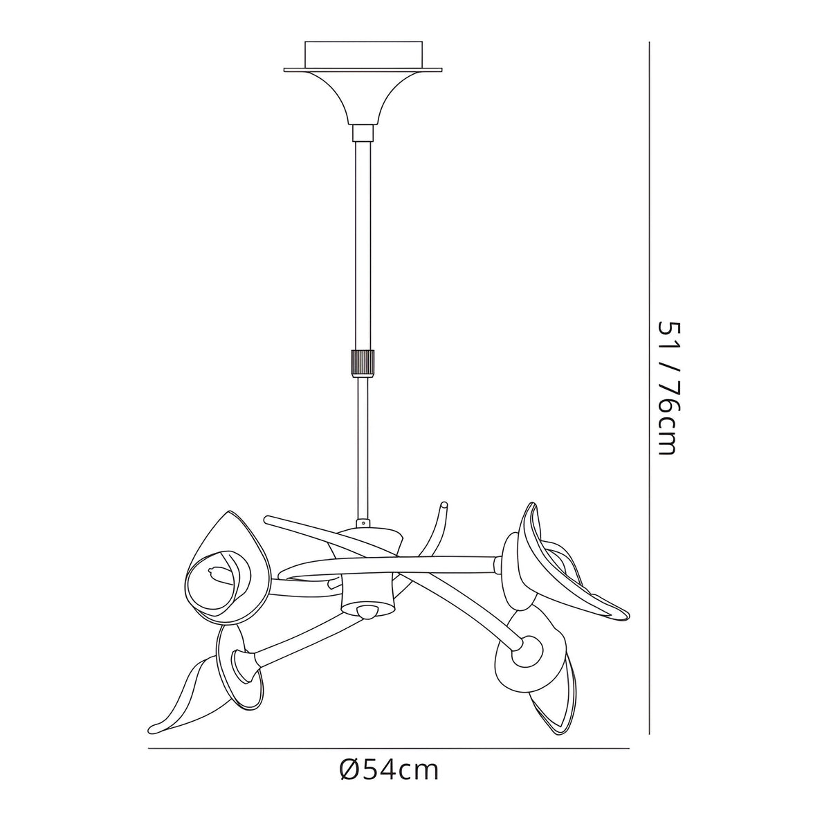 Flavia 54cm Telescopic 4 Light Chandelier/Semi-Flush Ceiling Light - Antique Brass