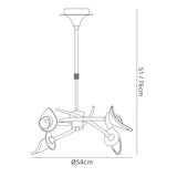 Flavia 54cm Telescopic 4 Light Chandelier/Semi-Flush Ceiling Light - Antique Brass