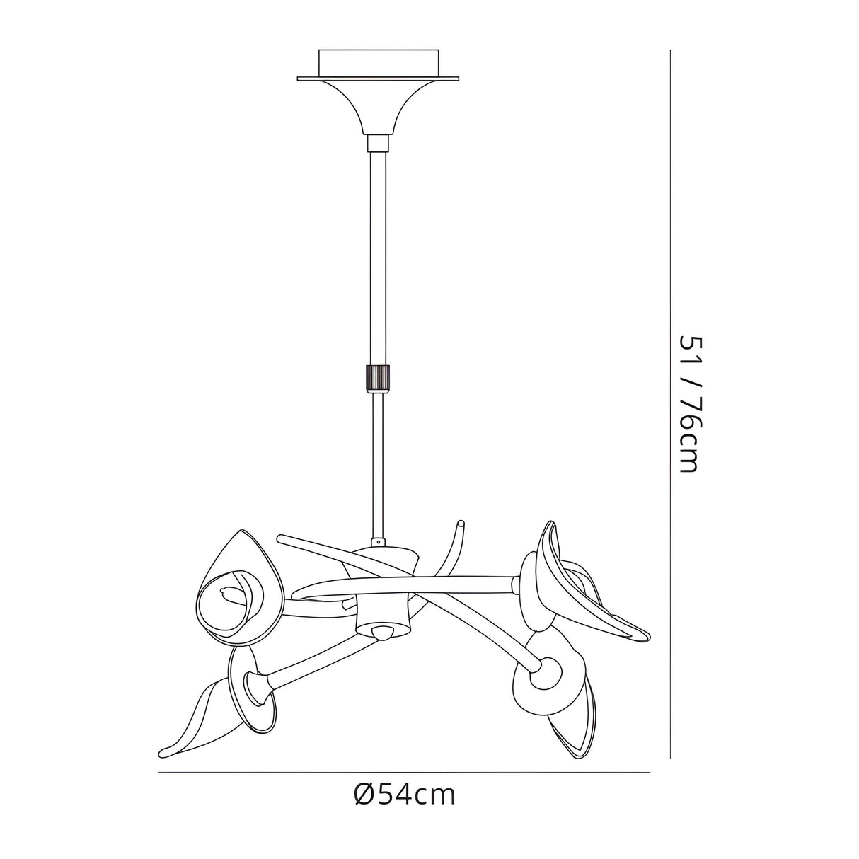 Flavia 54cm Telescopic 4 Light Chandelier/Semi-Flush - Black Chrome