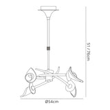 Flavia 54cm Telescopic 4 Light Chandelier/Semi-Flush - Black Chrome