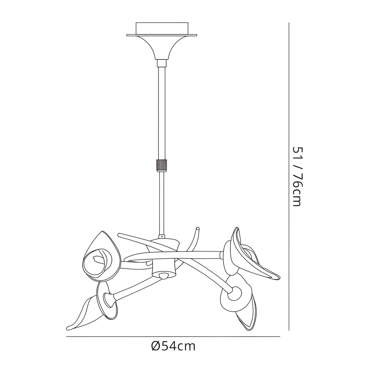 Flavia 54cm Telescopic 4 Light Chandelier/Semi-Flush - Polished Chrome