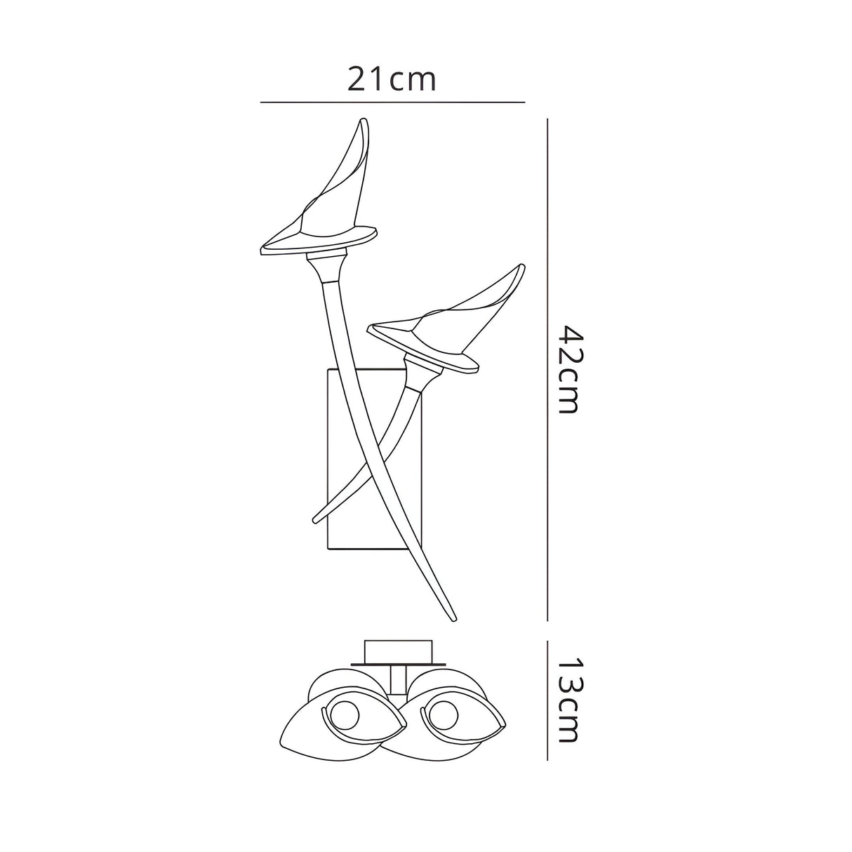 Flavia 2 Light Wall Light With Switch - Polished Chrome