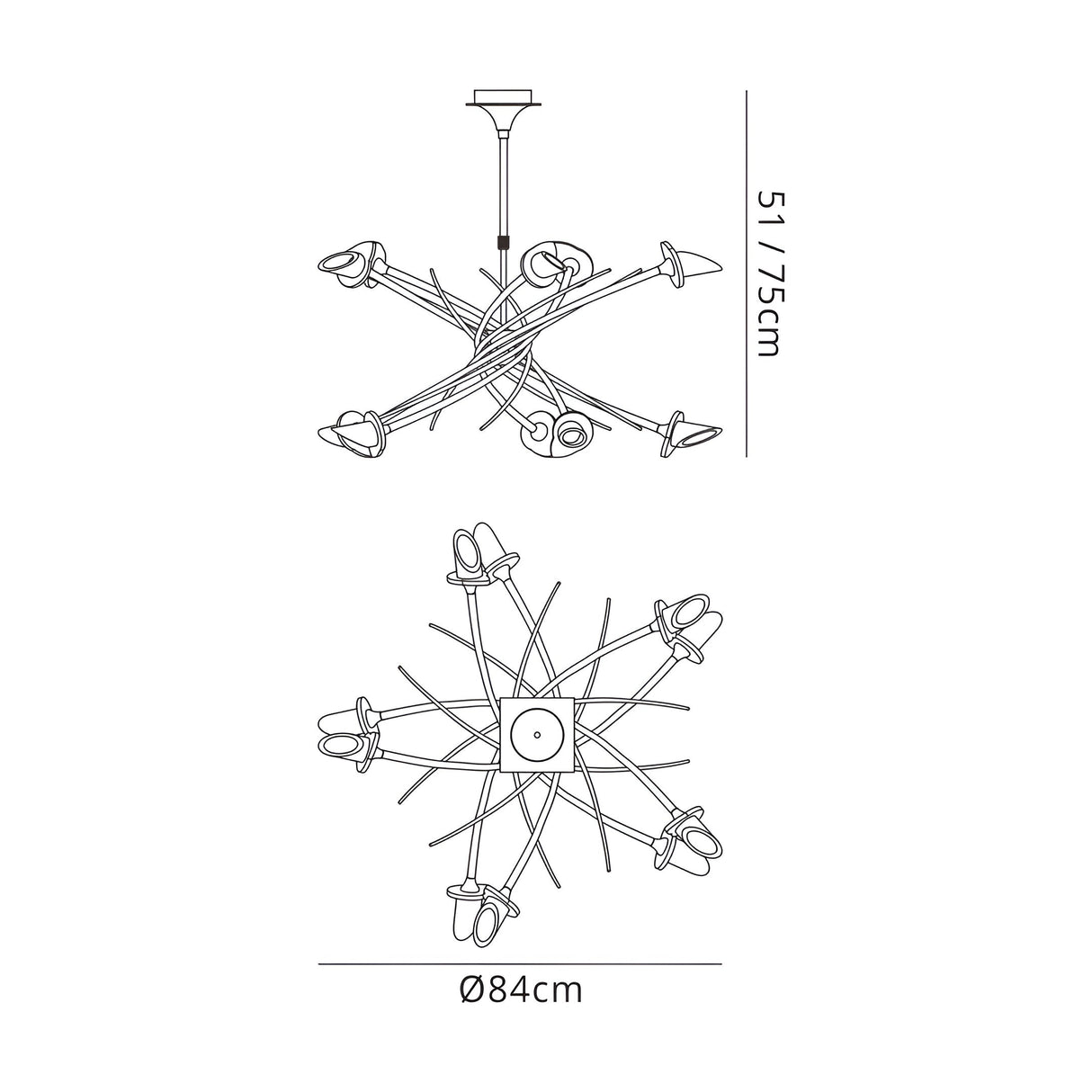 Flavia 84cm Up-Down 10 Light Chandelier - Polished Chrome