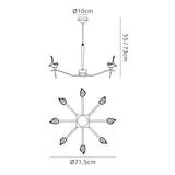 Viena 71.5cm Telescopic Round 8 Light Chandelier - Antique Brass