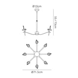 Viena 71.5cm Telescopic Round 8 Light Chandelier - Polished Brass