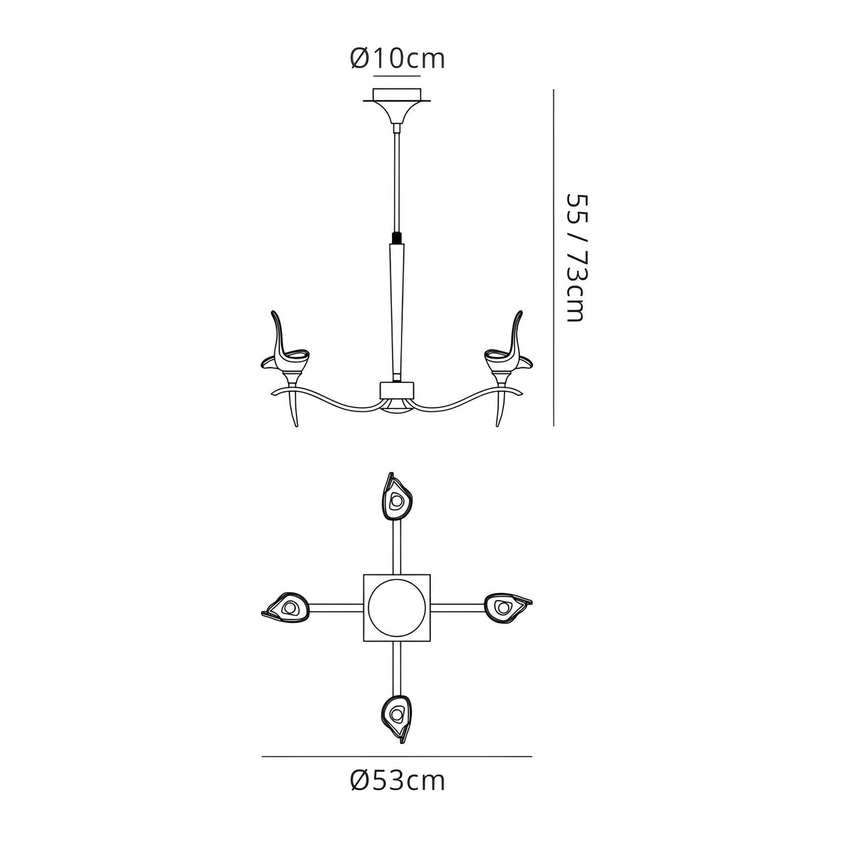 Viena 53cm Telescopic Round 4 Light Chandelier - Antique Brass