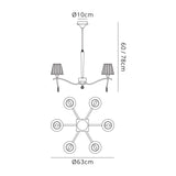 Siena 63cm 6 Light Chrome Crystal Chandelier - Brass With Amber Shades