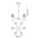 Siena 63cm 6 Light Black Crystal Chandelier - Chrome With Black Shades