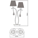 Siena 2 Light Crystal Table Lamp - Polished Brass With Amber Shades