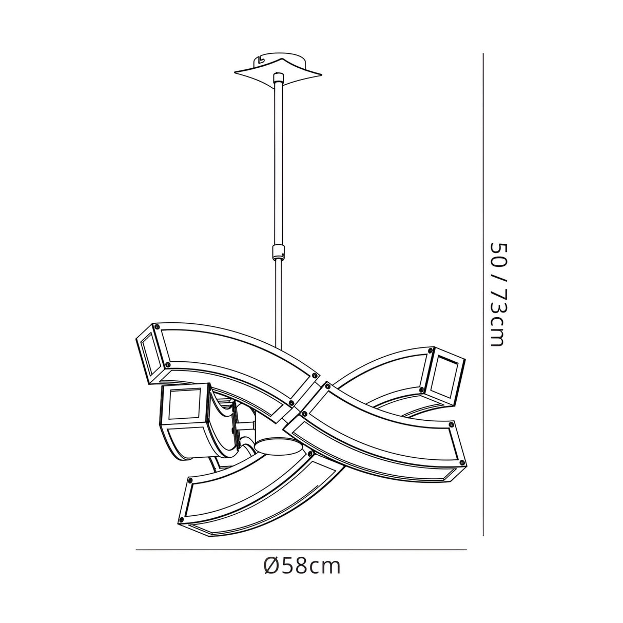 Duna 58cm 6 Light Suspension Light - Polished Chrome & White