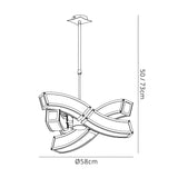 Duna 58cm 6 Light Suspension Light - Polished Chrome & White