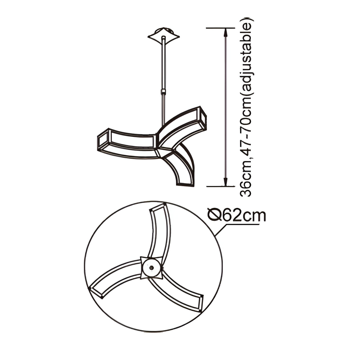 Duna 62cm 3 Light Suspension Light - Polished Chrome & White