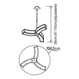 Duna 62cm 3 Light Suspension Light - Polished Chrome & White