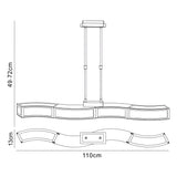 Duna 110cm 4 Light Linear Suspension Light  - Polished Chrome & White