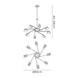 Alfa 80cm Chandelier 8 Light - Polished Brass