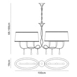 Paola Linear 2 Arm 6 Light Chandelier - Silver With Black Shades