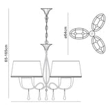 Paola 64cm 3 Arm 6 Light Chandelier - Gold With Black Shades