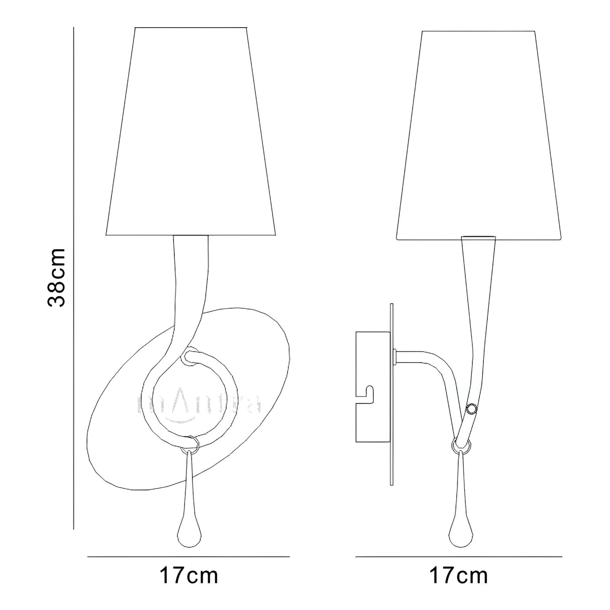 Paola 1 Light Wall Light With Switch - Gold With Cream Shade