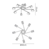 Alfa 8 Light Semi-Flush Ceiling Light - French Gold