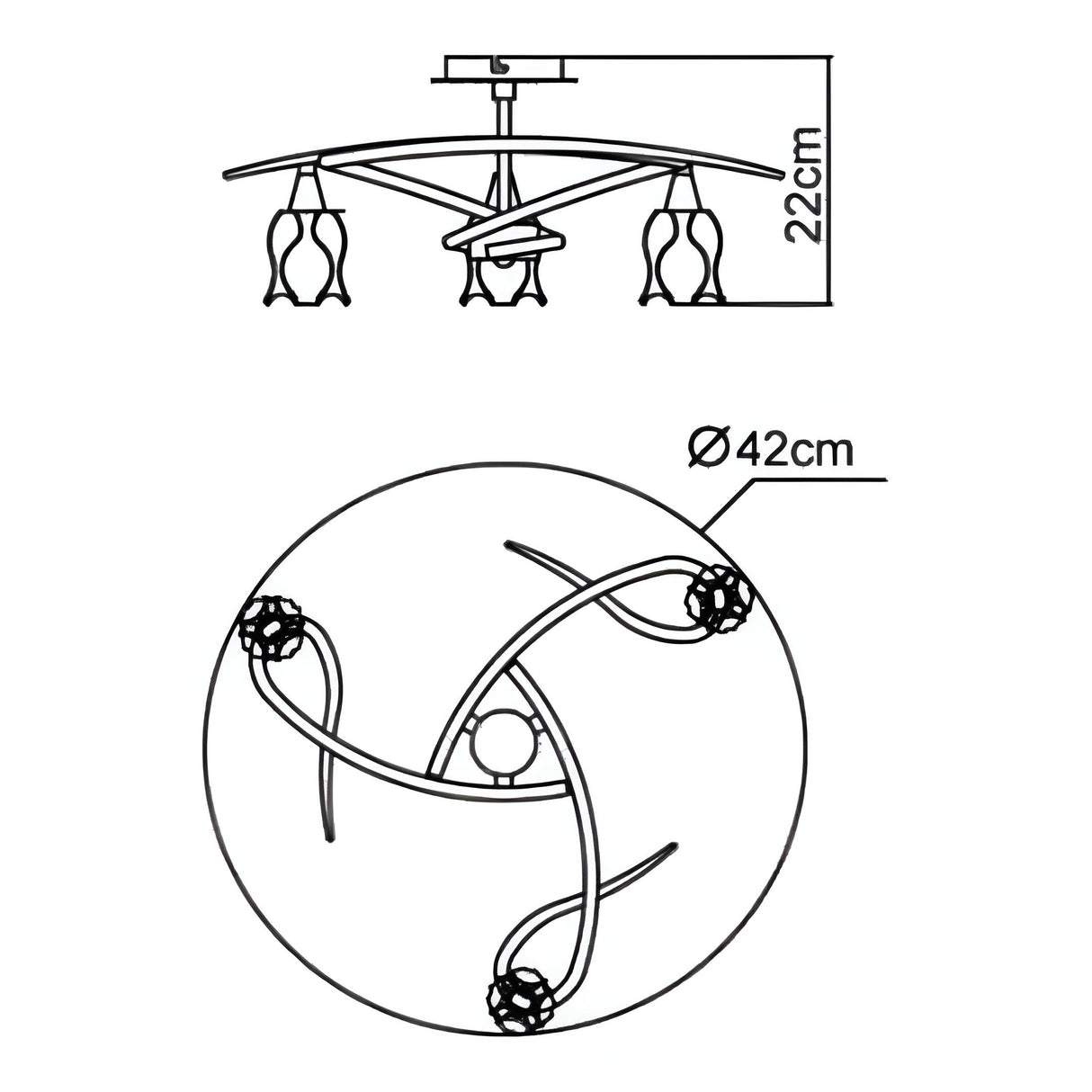 Amel 3 Light Semi-Flush Ceiling Light - Polished Chrome
