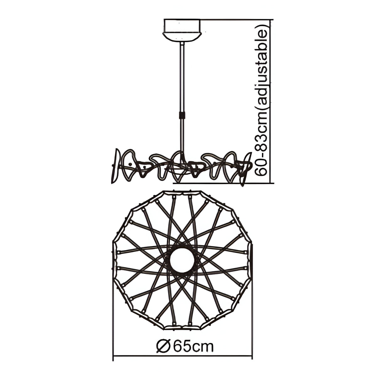 Otto 65cm Ring 24 Light Glass Chandelier - Chrome & Black