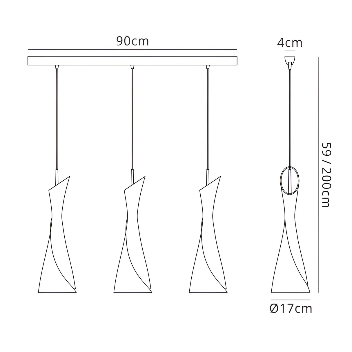 Zack 3 Light Bar Pendant Light - Satin Nickel